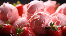 Delicious Balls Of Strawberry Pink Ice Cream Sundae