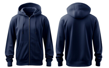 Navy Blue Hooded Cardigan Isolated on a Transparent Background PNG. Generative Ai