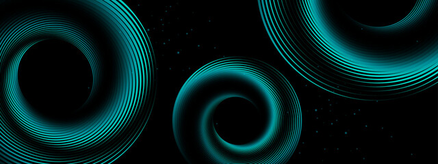 Neon green dots in motion dark vector abstract background particles array wavy flow