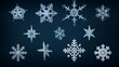 © Hifzhan Graphics - A visual representation of a collection of snowflake crystals on a dark background, inviting text to discuss the science behind snowflake formation, background image, AI generated