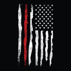 Wall Mural - Distressed Thin Red Line American Flag T-Shirt Vector Design, Grunge usa Firefighter with thin red line shirt.	