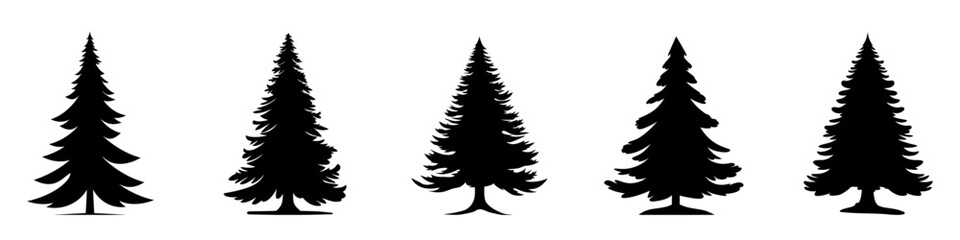 Wall Mural - christmas tree icon. set of black christmas tree icons. vector holiday icons