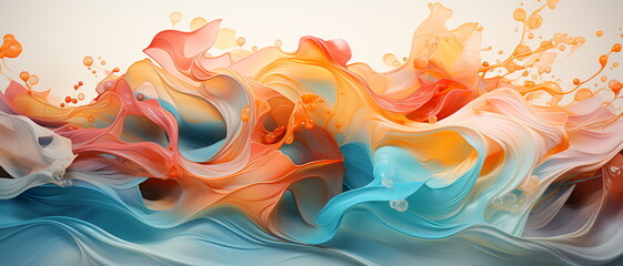 Wall Mural - abstract background with gold, blue and orange paint splashes.