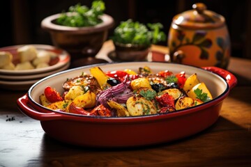 Poster - roasted vegetables in a ceramic dish