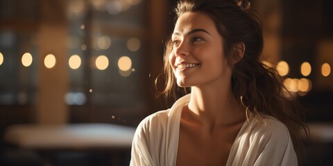 Wall Mural - Portrait of a beautiful young woman smiling