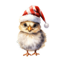 Watercolor Christmas Chicken Clipart