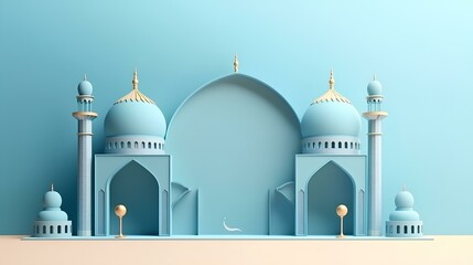 ramadan banner concept design with mosque empty space ai generated 