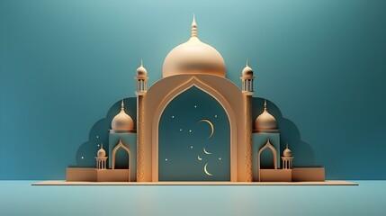 ramadan banner concept design with mosque empty space ai generated 