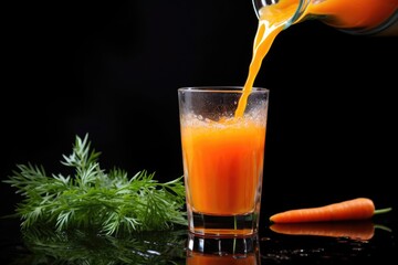 Poster - juice pouring into a glass from a carrot