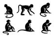 set of monkey silhouettes on isolated background