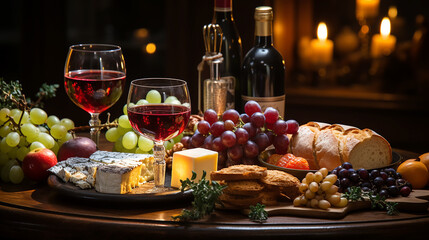 Beautiful picture illustration of a Christmas table with delicacies