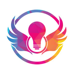 Sticker - Wing bulb logo design icon vector.