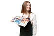 © luismolinero - Young artist woman holding a palette over isolated chroma key background looking to the side and smiling