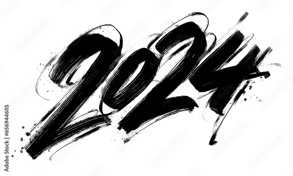 2024 Grungy Dynamic Hand Lettering Stock Illustration | Adobe Stock