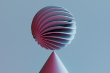 3D Render Of Sphere Floating Over Cone