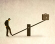 © Westend61 - Illustration of man balancing briefcase on seesaw