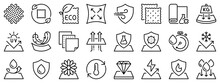 Icon Set About Fabric Features. Line Icons On Transparent Background With Editable Stroke.