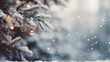 sfondo di rami di pino gelati e bianchi con spazio per testo al centro, inverno, concetto di biglietto di auguri natalizio minimalista