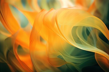 Wall Mural - blurred orange and green leaves, in the style of delicate paper cutouts, blurred, abstraction-créati