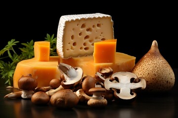 Wall Mural - Cheese with fungi used in production. Generative AI
