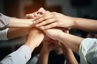 © nsit0108 - Teamwork join hands. Diverse work group. Generate Ai