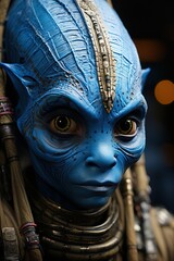 Poster - a close up of a blue alien