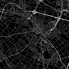  1:1 square aspect ratio vector road map of the city of  Oberursel in Germany with white roads on a black background.