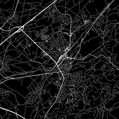 1:1 square aspect ratio vector road map of the city of  Homburg in Germany with white roads on a black background.