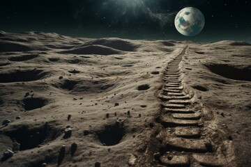 Wall Mural - way moon surface. photo planet. generate ai