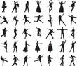 © zolotons - set of dancing people silhouette, on white background, vector