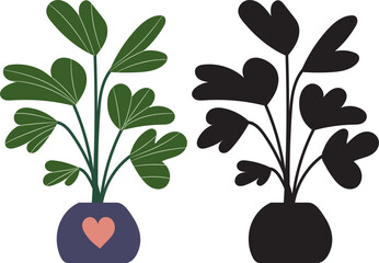 Wall Mural - flower in a flowerpot, on a white background