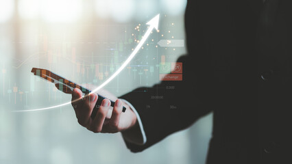 Aufkleber - concept of finance and investment ,profit growth management ,financial graphical and statistical analysis ,Stock and currency fund management ,bank interest management ,high return investment