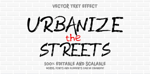 Wall Mural - Back To The Streets Graffiti Tagging editable text style effect with Back and White, Red colors, fit for street art theme.