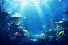 Anime Style Background, Beautiful Underwater Scenery
