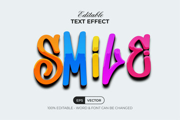 Wall Mural - Smile Text Effect Colorful Style. Editable Text Effect Vector.