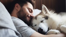 Dog Sleep With His Owner In Bed