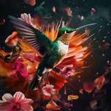 Fototapeta  - Bird and flower
