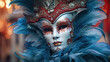 woman wearing a venetian carnival mask close up