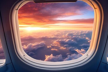 Wall Mural - Airplane interior with window view