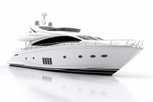 White Luxury Yacht On A White Background. 3d Render Image.