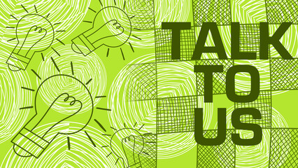 Wall Mural - Talk To Us Green Bulb Sketch Texture Check Text