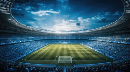 Wall Mural - Soccer stadium blue tone.