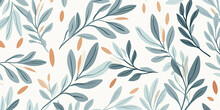 Abstract Botanical Art Background Vector. Natural Hand Drawn Pattern Design With Leaves Branch, Flower. Simple Contemporary Style Illustrated Design For Fabric, Print, Cover, Banner, Wallpaper. 