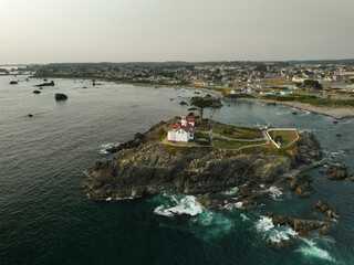 Wall Mural - Lighthouse on a rock in Crescent City, California USA