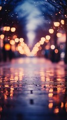 Wall Mural - Bokeh lights with blurred city street at night