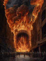 Wall Mural - Person entering hell