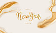 Aesthetic gold New Year golden greeting card poster glitter elegant shine background 3d render beauty display vector