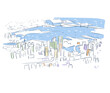 Yokohama Kanagawa Japan vector sketch city illustration line art sketch