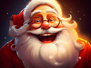 Illustration of smiling Santa in red Santa Costume - holiday, new years, gifts, winter