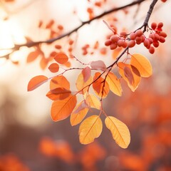 Canvas Print - Soft focus autumn leaves in warm hues